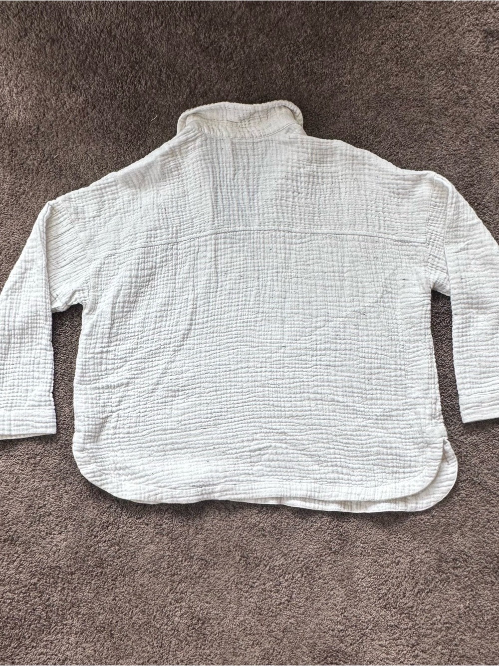 Pure Jill Elementals White Double Gauze V-Neck Crinkle Blouse Boho- L - Picture 5 of 9